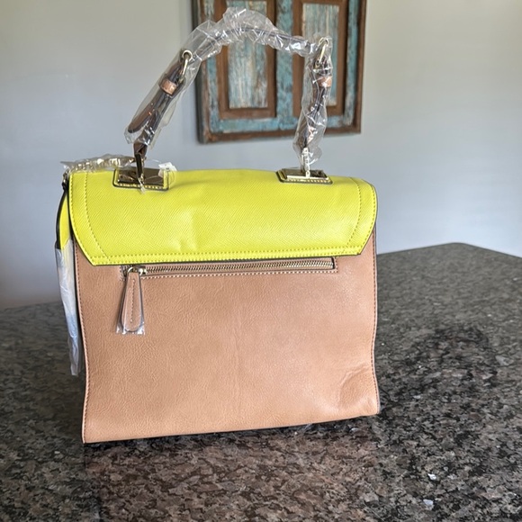 Aldo Yellow and Tan Satchel with Snake Print NWT - Picture 7 of 14